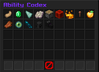 The Ability Codex menu listing abilities with paging buttons
